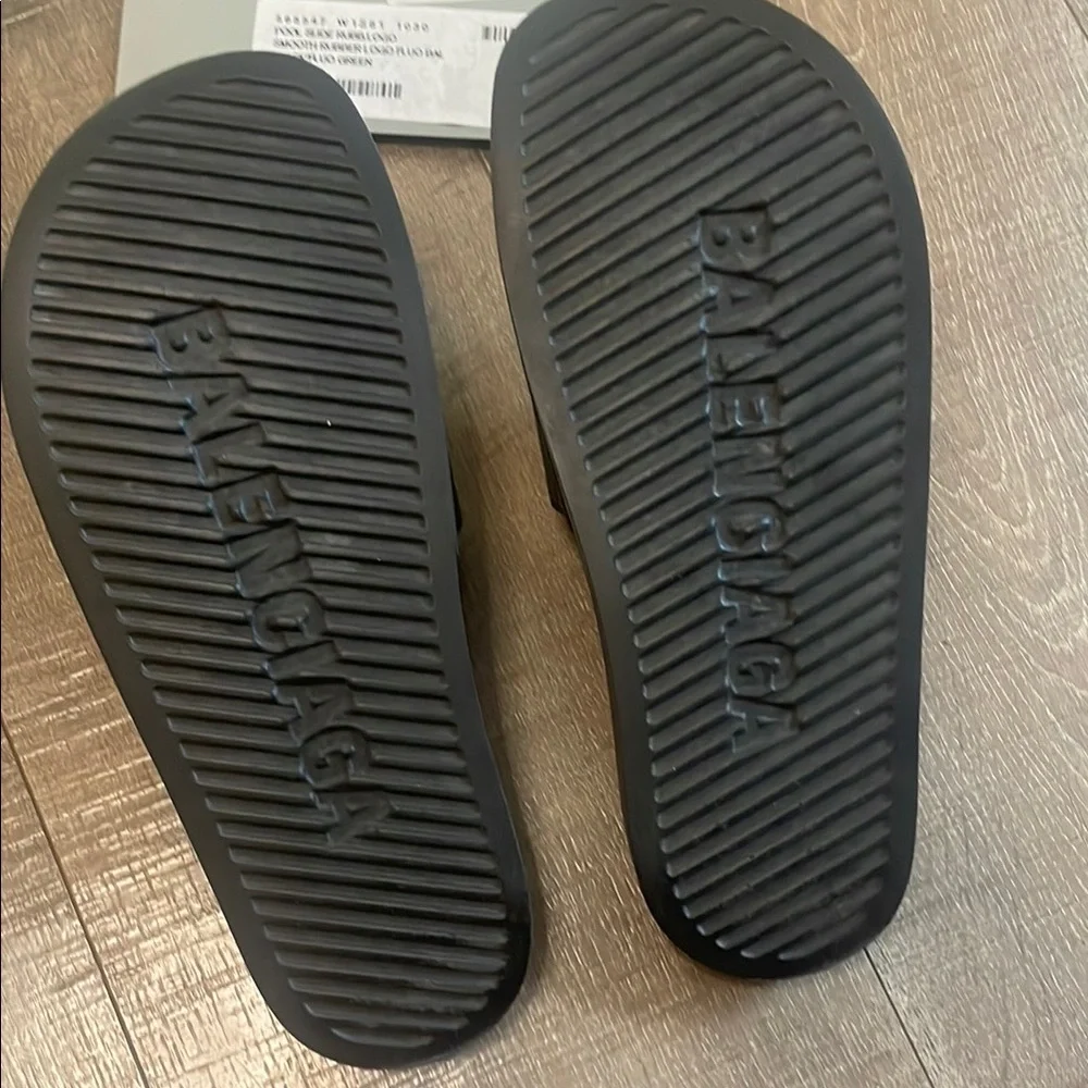 Balenciaga Black and Green Slides